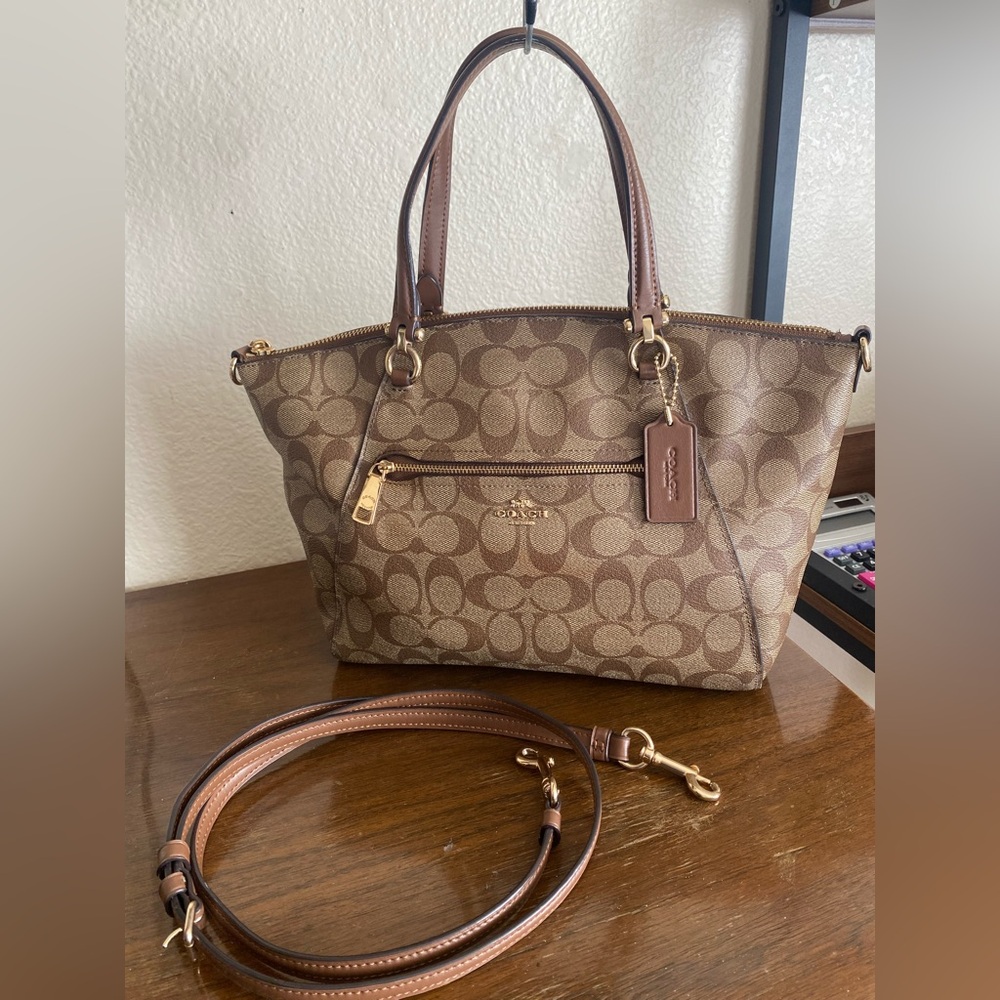 Coach Tan and Brown Signature Satchel